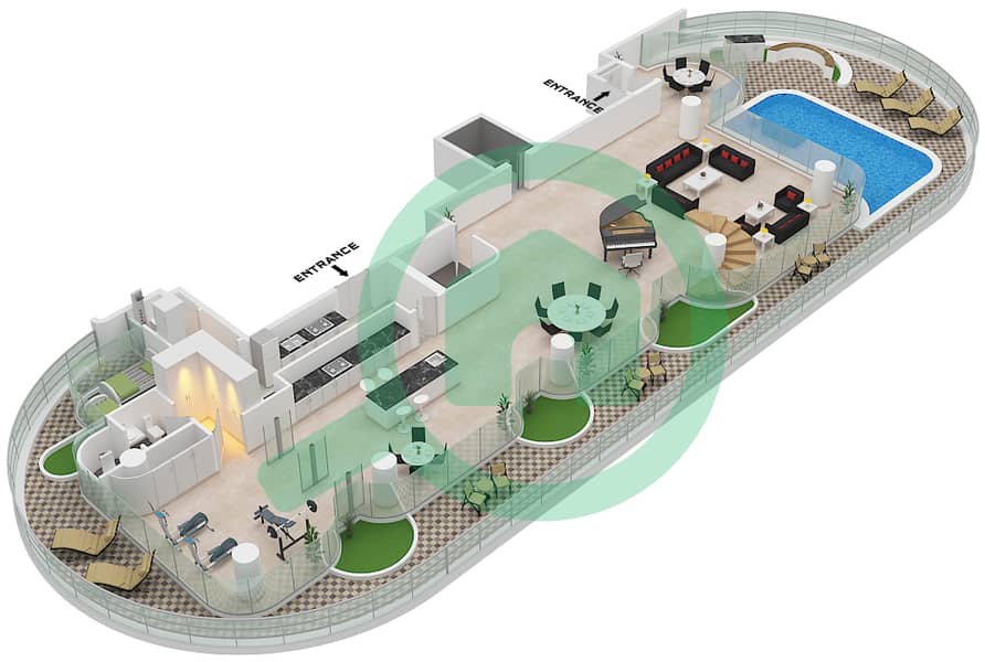 The Rings - 4 Bedroom Apartment Type A-SKY MANSIONS Floor plan Ground Floor interactive3D