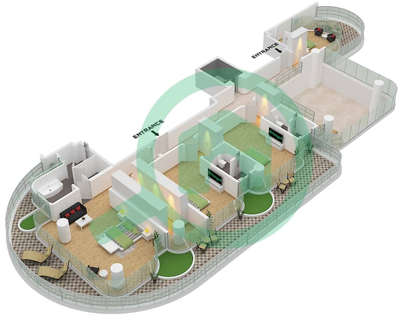 The Rings - 4 Bedroom Apartment Type A-SKY MANSIONS Floor plan First Floor interactive3D