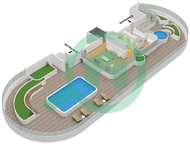 المخططات الطابقية لتصميم النموذج B-SKY PALACES شقة 5 غرف نوم - ذا رينجز Second Floor interactive3D