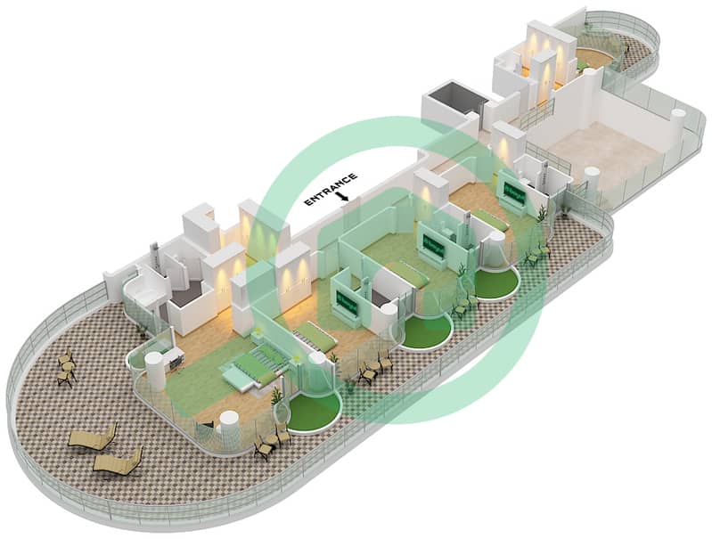 المخططات الطابقية لتصميم النموذج C-SKY PALACES شقة 5 غرف نوم - ذا رينجز First Floor interactive3D