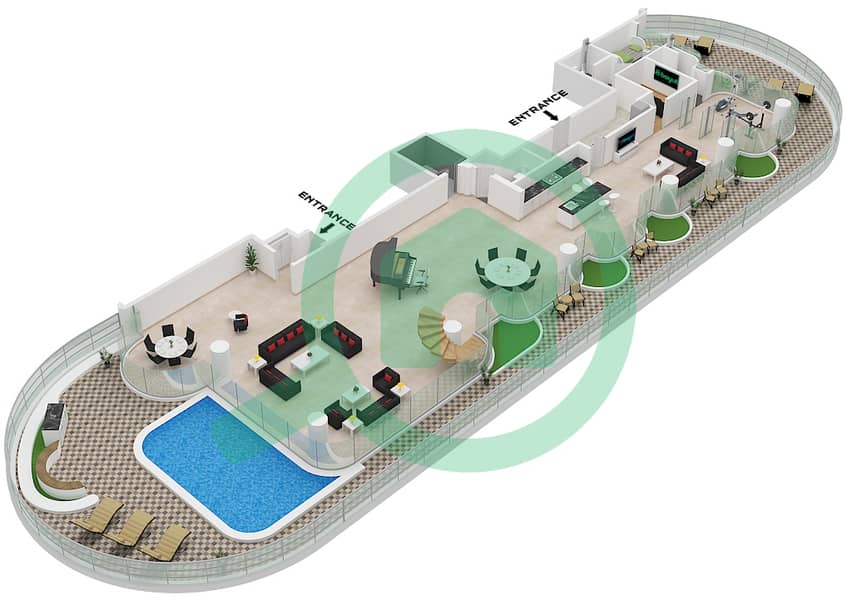 المخططات الطابقية لتصميم النموذج D-SKY PALACES شقة 6 غرف نوم - ذا رينجز Ground Floor interactive3D