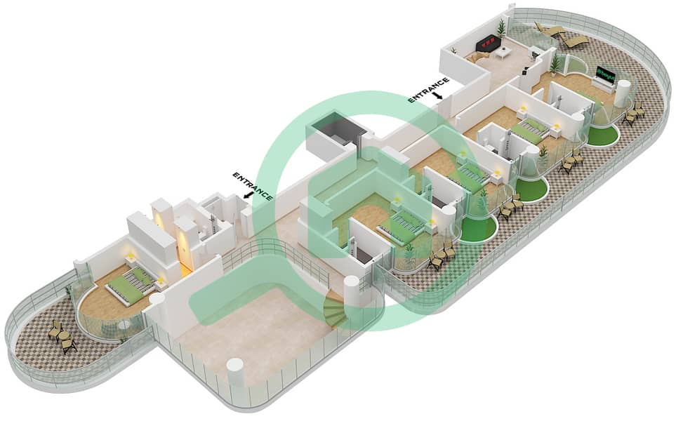 المخططات الطابقية لتصميم النموذج D-SKY PALACES شقة 6 غرف نوم - ذا رينجز First Floor interactive3D