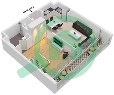 Несба 1 - Апартамент 1 Спальня планировка Тип B2 FLOOR 2-4,6