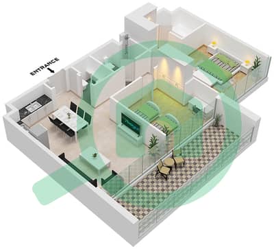 Nesba 1 - 2 Bedroom Apartment Type G2 FLOOR 3-5,7 Floor plan