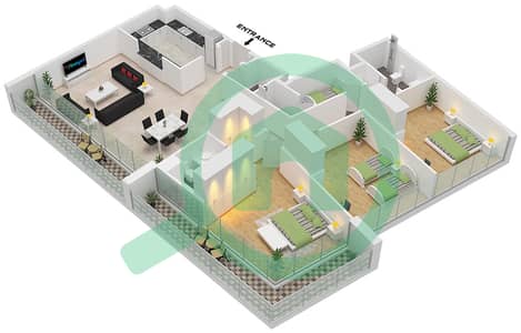 Несба 1 - Апартамент 3 Cпальни планировка Тип A1 FLOOR 1,3-5,7