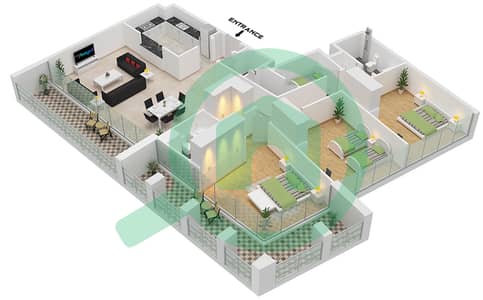 Несба 1 - Апартамент 3 Cпальни планировка Тип A2 FLOOR 2-4,6