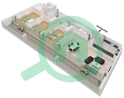 Несба 1 - Апартамент 3 Cпальни планировка Тип B2 FLOOR 2-4,6