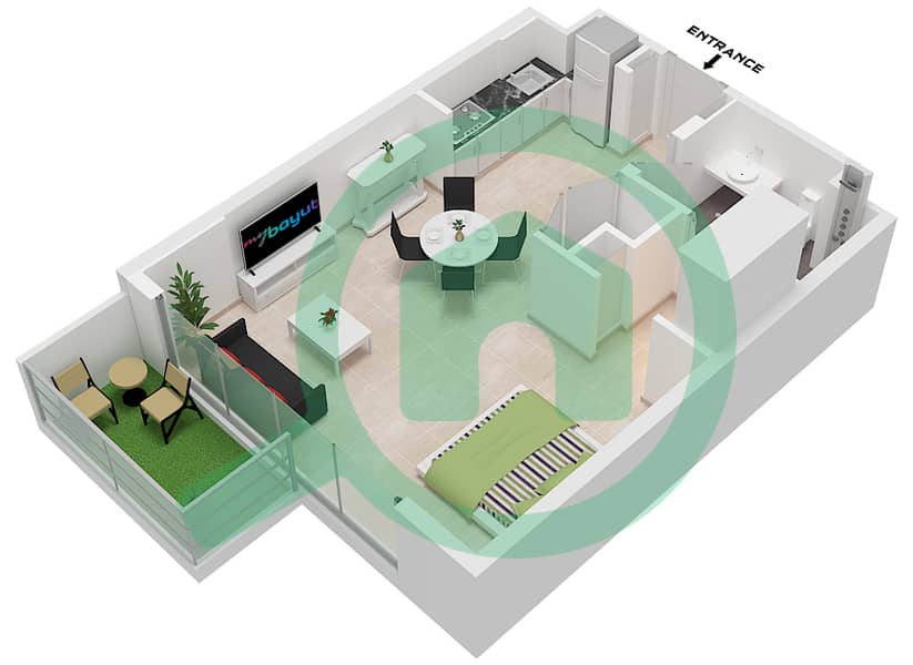 Beverly Boulevard - Studio Apartment Unit 1 FLOOR 1 Floor plan Unit 1 Floor 1 interactive3D