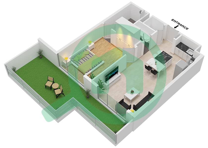 Beverly Boulevard - 1 Bedroom Apartment Unit 2 FLOOR 1 Floor plan Unit 2 Floor 1 interactive3D