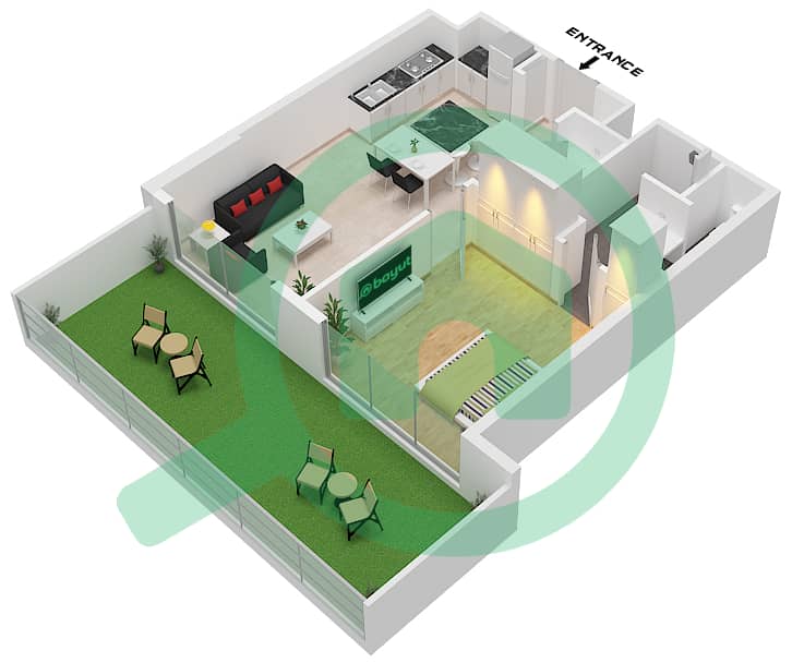 Beverly Boulevard - 1 Bedroom Apartment Unit 3 FLOOR 1 Floor plan Unit 3 Floor 1 interactive3D