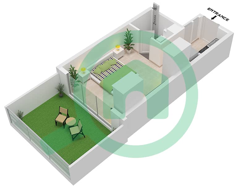 Beverly Boulevard - Studio Apartment Unit 4 FLOOR 1 Floor plan Unit 4 Floor 1 interactive3D