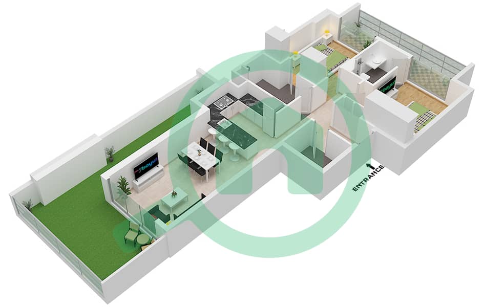 Beverly Boulevard - 2 Bedroom Apartment Unit 5 FLOOR 1 Floor plan Unit 5 Floor 1 interactive3D