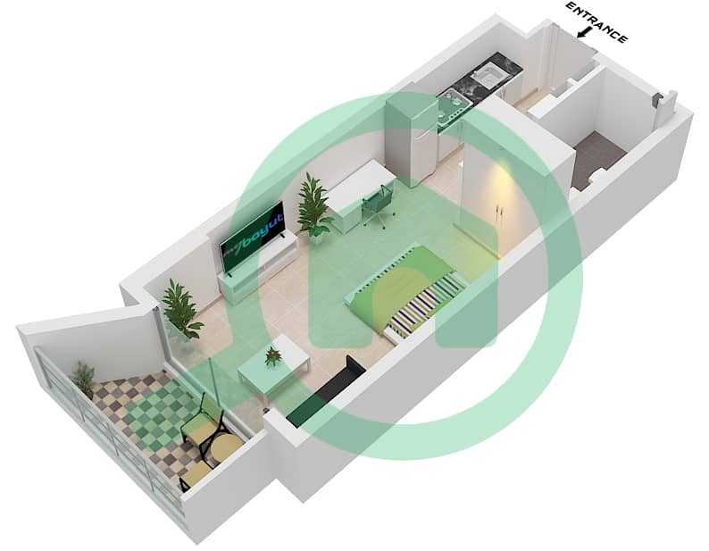 Beverly Boulevard - Studio Apartment Unit 8 FLOOR 1 Floor plan Unit 8 Floor 1 interactive3D
