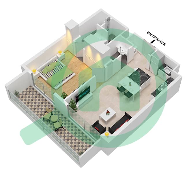 Beverly Boulevard - 1 Bedroom Apartment Unit 14 FLOOR 1 Floor plan Unit 14 Floor 1 interactive3D