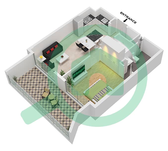 Beverly Boulevard - 1 Bedroom Apartment Unit 15 FLOOR 1 Floor plan Unit 15 Floor 1 interactive3D