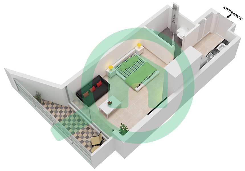 Beverly Boulevard - Studio Apartment Unit 22 FLOOR 1 Floor plan Unit 22 Floor 1 interactive3D