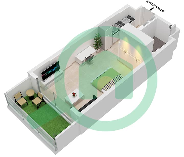 Beverly Boulevard - Studio Apartment Unit 26 FLOOR 1 Floor plan Unit 26 Floor 1 interactive3D