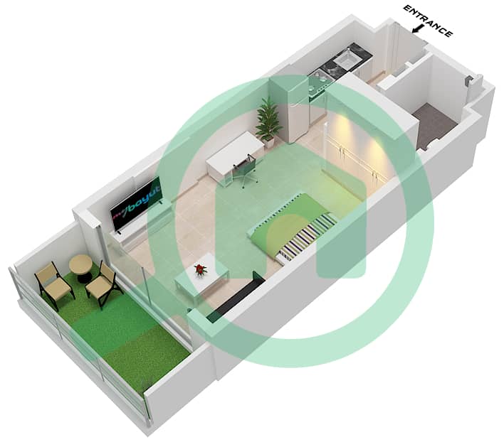 Beverly Boulevard - Studio Apartment Unit 28 FLOOR 1 Floor plan Unit 28 Floor 1 interactive3D
