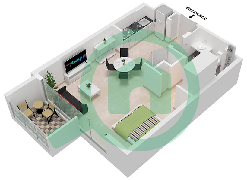 Beverly Boulevard - Studio Apartment Unit 1 FLOOR TYPICAL Floor plan Unit 1 Floor Typical interactive3D
