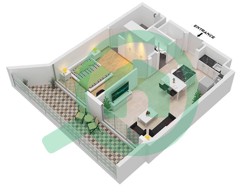 Beverly Boulevard - 1 Bedroom Apartment Unit 2 FLOOR TYPICAL Floor plan Unit 2 Floor Typical interactive3D