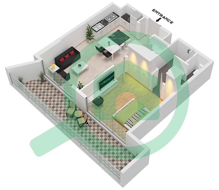Beverly Boulevard - 1 Bedroom Apartment Unit 3 FLOOR TYPICAL Floor plan Unit 3 Floor Typical interactive3D