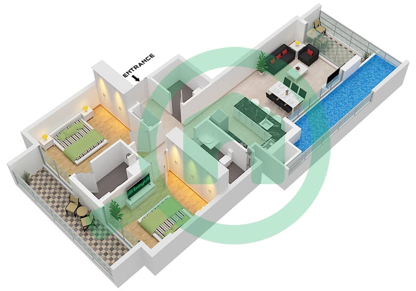Beverly Boulevard - 2 Bedroom Apartment Unit 5 FLOOR TYPICAL Floor plan Unit 5 Floor Typical interactive3D