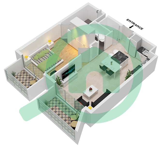 Beverly Boulevard - 1 Bedroom Apartment Unit 14 FLOOR TYPICAL Floor plan Unit 14 Floor Typical interactive3D