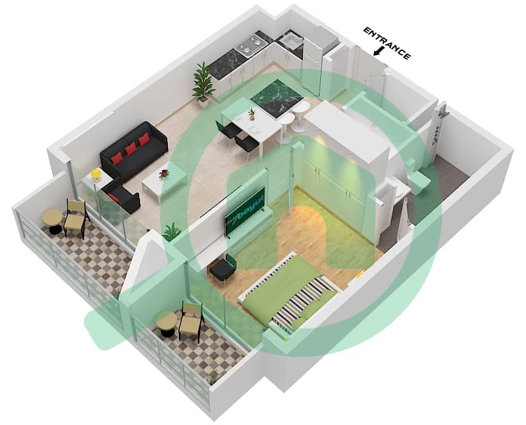 Beverly Boulevard - 1 Bedroom Apartment Unit 15 FLOOR TYPICAL Floor plan Unit 15 Floor Typical interactive3D