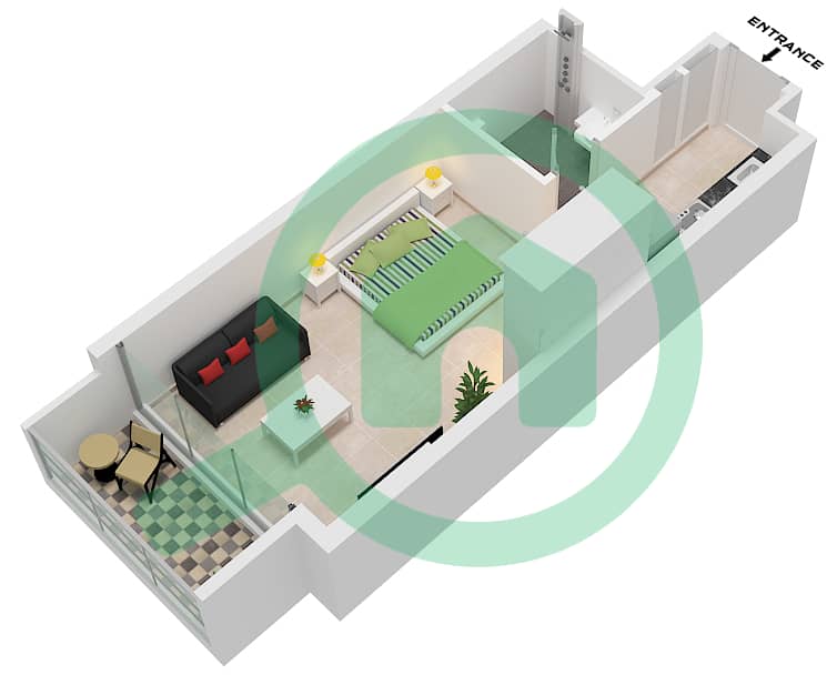 المخططات الطابقية لتصميم الوحدة 24 FLOOR TYPICAL شقة استوديو - بيفرلي بوليفارد Unit 24 Floor Typical interactive3D