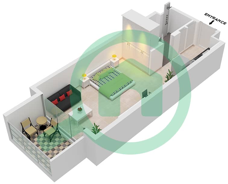 比佛利大道公寓 - 单身公寓单位29 FLOOR TYPICAL戶型图 Unit 29 Floor Typical interactive3D