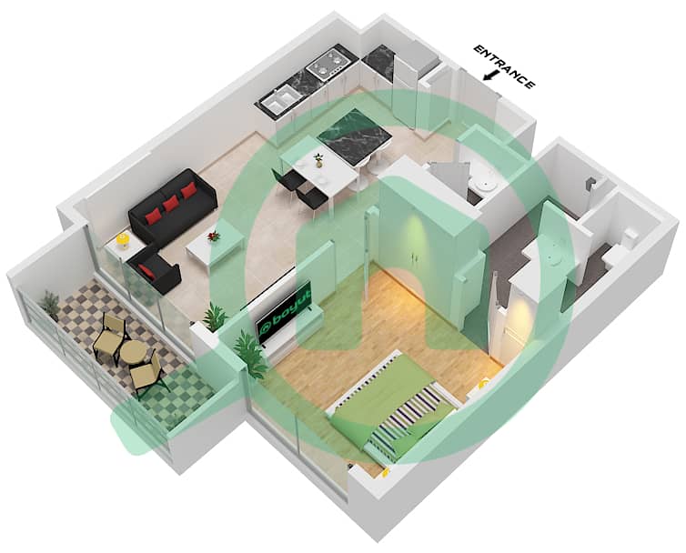Beverly Boulevard - 1 Bedroom Apartment Unit 32 FLOOR TYPICAL Floor plan Unit 32 Floor Typical interactive3D