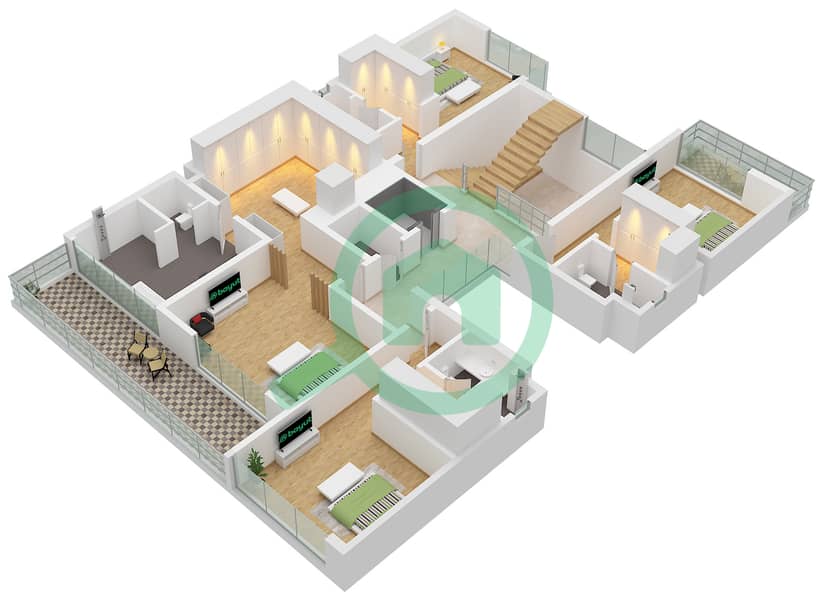 水畔幽居别墅 - 5 卧室别墅类型STYLE 1戶型图 Type Style 1 Floor First Floor interactive3D