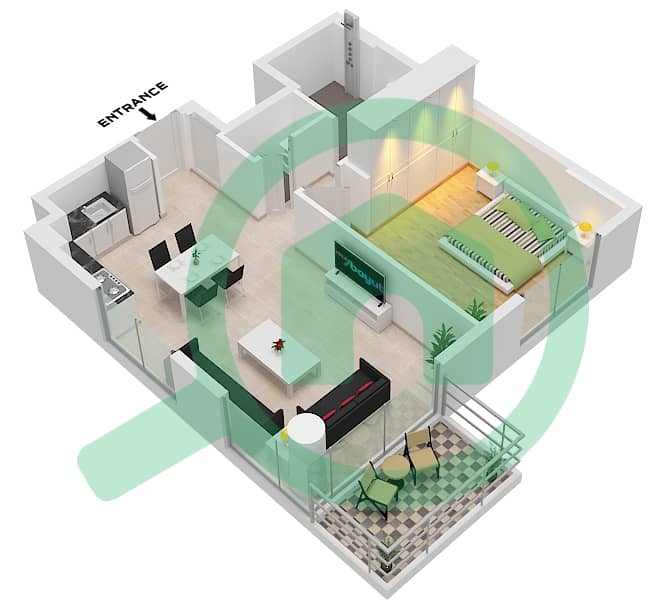 艾琳综合大楼 - 1 卧室公寓类型／单位A.6,A.7 / UNIT 4M FLOOR 2戶型图 Type A.6,A.7 Unit 4M Floor 2-11 
Unit 9 Floor 2-10 interactive3D