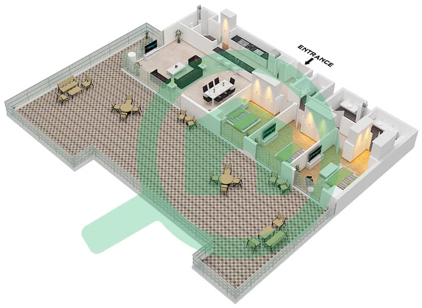 Erin - 3 Bedroom Apartment Type/unit B.1 / UNIT 8 FLOOR 11 Floor plan Type B.1 Unit 8 Floor 11 interactive3D