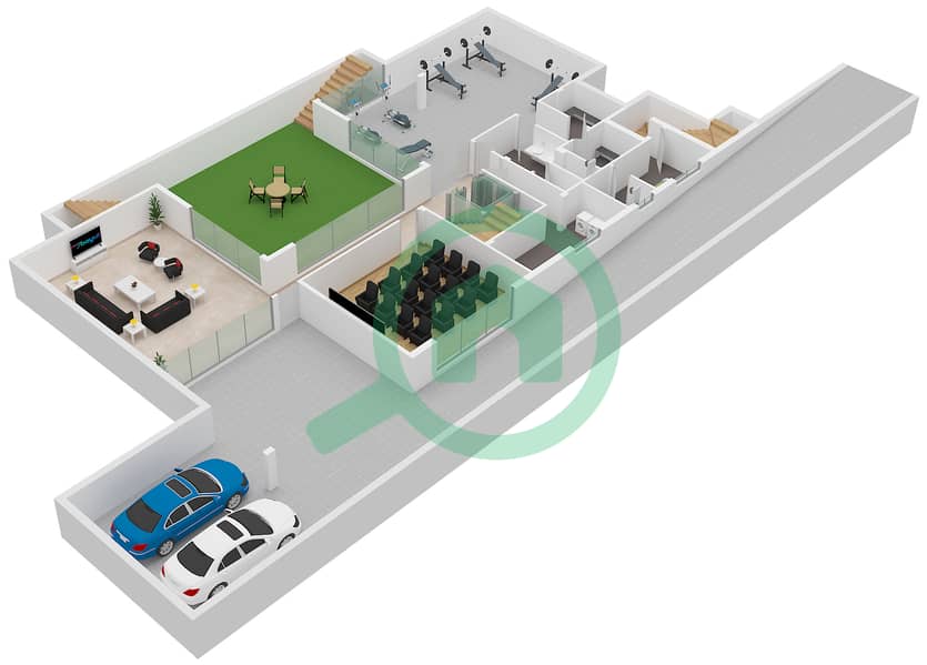 Gems Estates 1 - 5 Bedroom Villa Type V55 Floor plan Type V55 Floor Basement Floor interactive3D