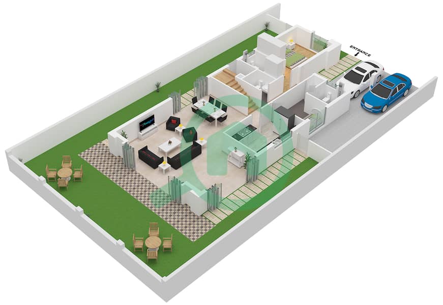 المخططات الطابقية لتصميم النموذج V31 فیلا 5 غرف نوم - جيمز استايتس 1 Type V31 Floor Ground Floor interactive3D