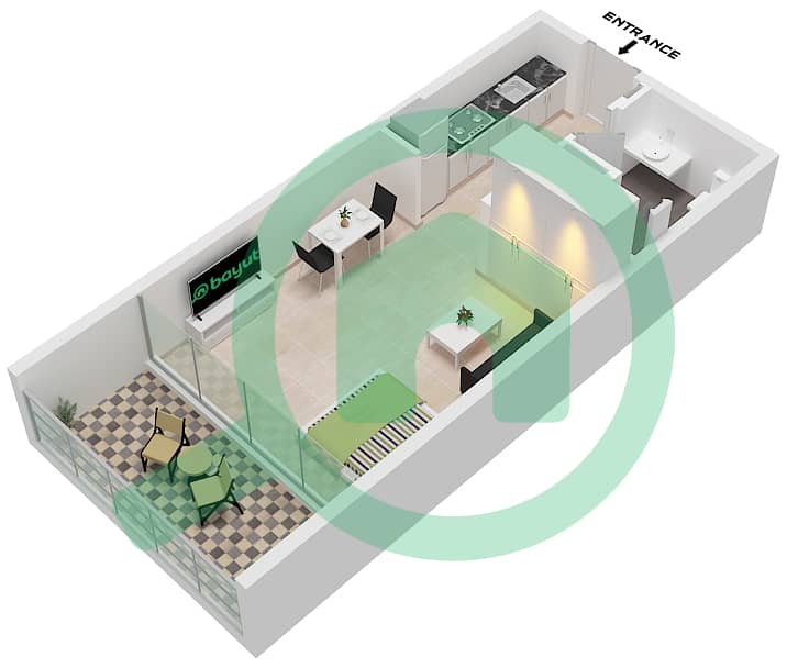 المخططات الطابقية لتصميم النموذج / الوحدة A / UNIT 07 FLOOR 4 شقة استوديو - ذا كريستمارك Type A Unit 07 Floor 4
Unit 11 Floor 12-18
Unit 12 Floor 5-11 interactive3D