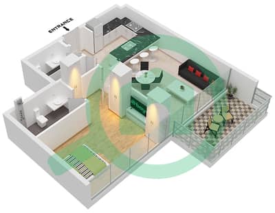 克里斯特马克公寓 - 1 卧室公寓类型／单位E / UNIT 05 FLOOR 5-11戶型图