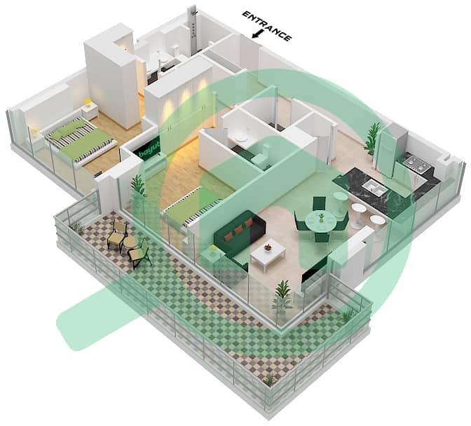 المخططات الطابقية لتصميم النموذج / الوحدة A / UNIT 03 FLOOR 4 شقة 2 غرفة نوم - ذا كريستمارك Type A Unit 03 Floor 4
Unit 07 Floor 12-18
Unit 08 Floor 5-11 interactive3D
