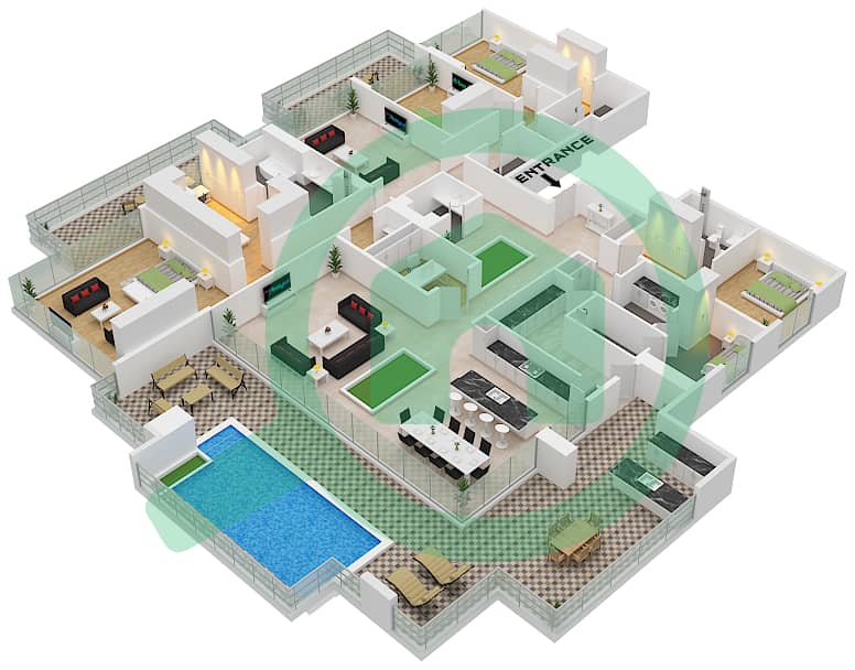 المخططات الطابقية لتصميم النموذج A FLOOR 21 بنتهاوس 4 غرف نوم - ذا كريستمارك Type A Floor 21 interactive3D
