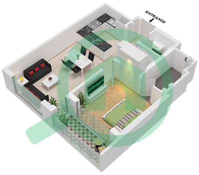 索巴一号大厦 A 座 - 1 卧室公寓类型／单位A / UNIT 2,4 FLOOR 8-11戶型图