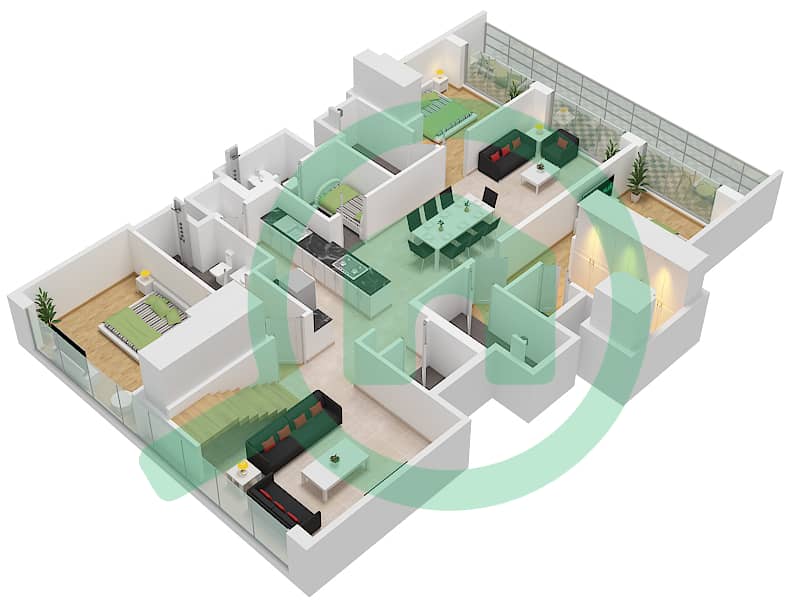 索巴一号大厦 A 座 - 4 卧室公寓类型／单位A1/UNIT 17 FLOOR 10,19,22戶型图 Type A1 Unit 17 Lower Floor 10,19,22,31,34,43,46 interactive3D