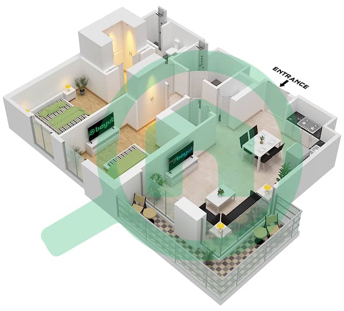 Tower B - 2 Bedroom Apartment Type/unit 2 / UNIT 13,20,24,22 Floor plan Type 2 Unit 13 Floor 1
Type 2 Unit 20 Floor 2,12,13
Type 2 Unit 24 Floor 3-9
Type 2 Unit 22 Floor 10,11
Type 2 Unit 18 Floor 14,15
Type 2 Unit 16 Floor 16 interactive3D