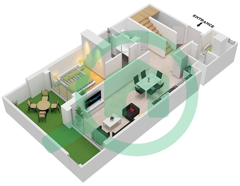 Tower B - 3 Bedroom Townhouse Unit UNIT 1,3,5 Floor plan Ground Floor interactive3D