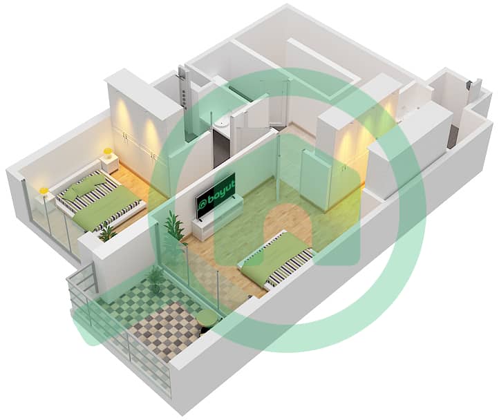 Tower B - 3 Bedroom Townhouse Unit UNIT 1,3,5 Floor plan First Floor interactive3D