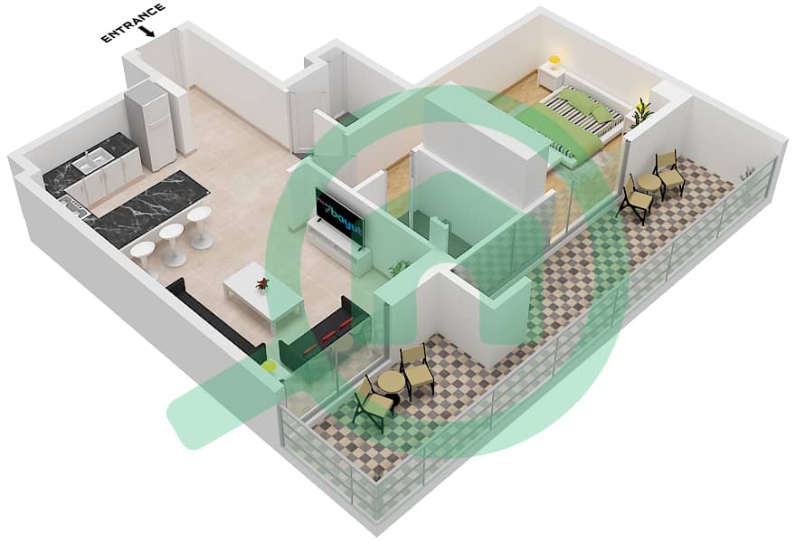 7 Park Central - 1 Bedroom Apartment Type/unit A1 / UNIT 01 FLOOR 1 Floor plan Type A1 Unit 01 Floor 1 interactive3D