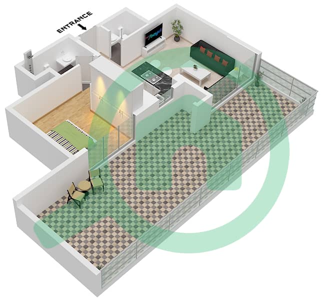7 Park Central - 1 Bedroom Apartment Type/unit A6 / UNIT 06 FLOOR 1 Floor plan Type A6 Unit 06 Floor 1 interactive3D