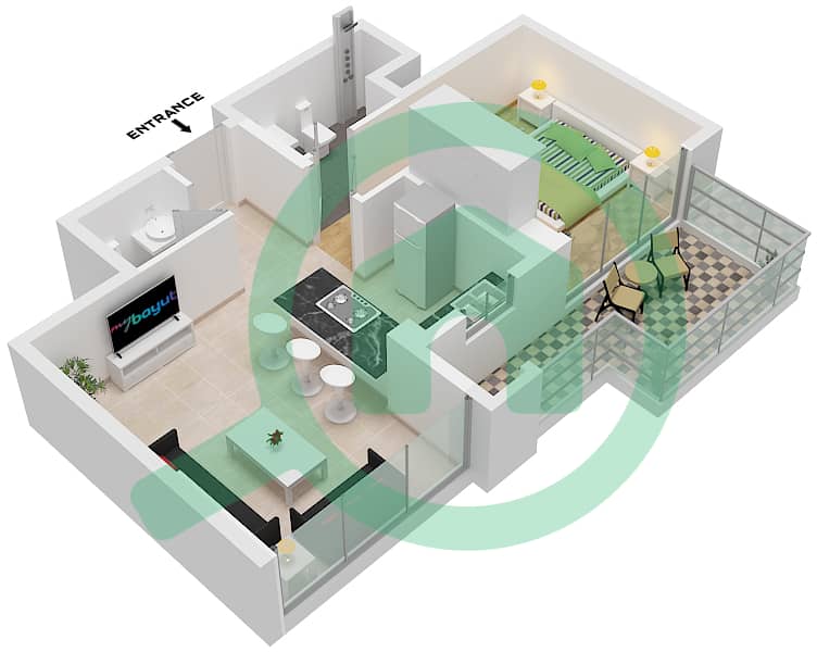 7 Park Central - 1 Bedroom Apartment Type/unit B2 / UNIT B7 FLOOR 2-11 Floor plan Type B2 Unit B7 Floor 2-11 interactive3D