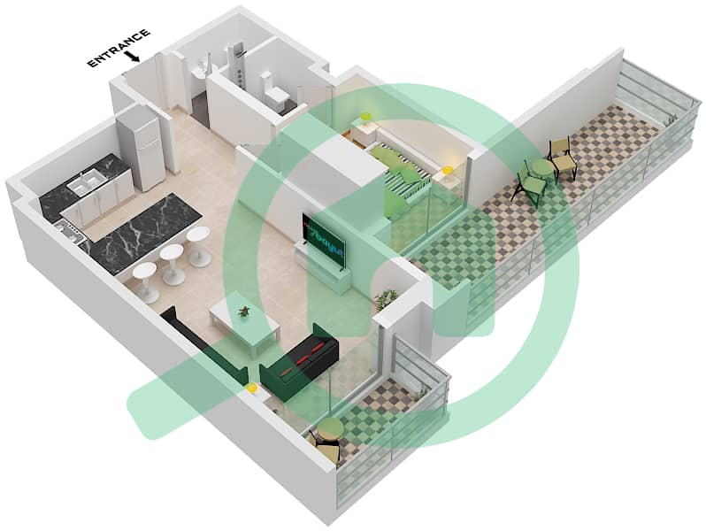 7 Park Central - 1 Bedroom Apartment Type/unit C1/UNIT C5,C1 FLOOR 12-14 Floor plan Type C1 Unit C5,C1 Floor 12-14 interactive3D