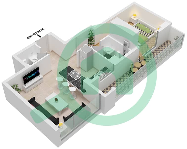 المخططات الطابقية لتصميم النموذج / الوحدة C2/UNIT C7,C3 FLOOR 12-14 شقة 1 غرفة نوم - 7 بارك سنترال Type C2 Unit C7,C3 Floor 12-14 
Type D2 Unit D7 Floor 15 interactive3D